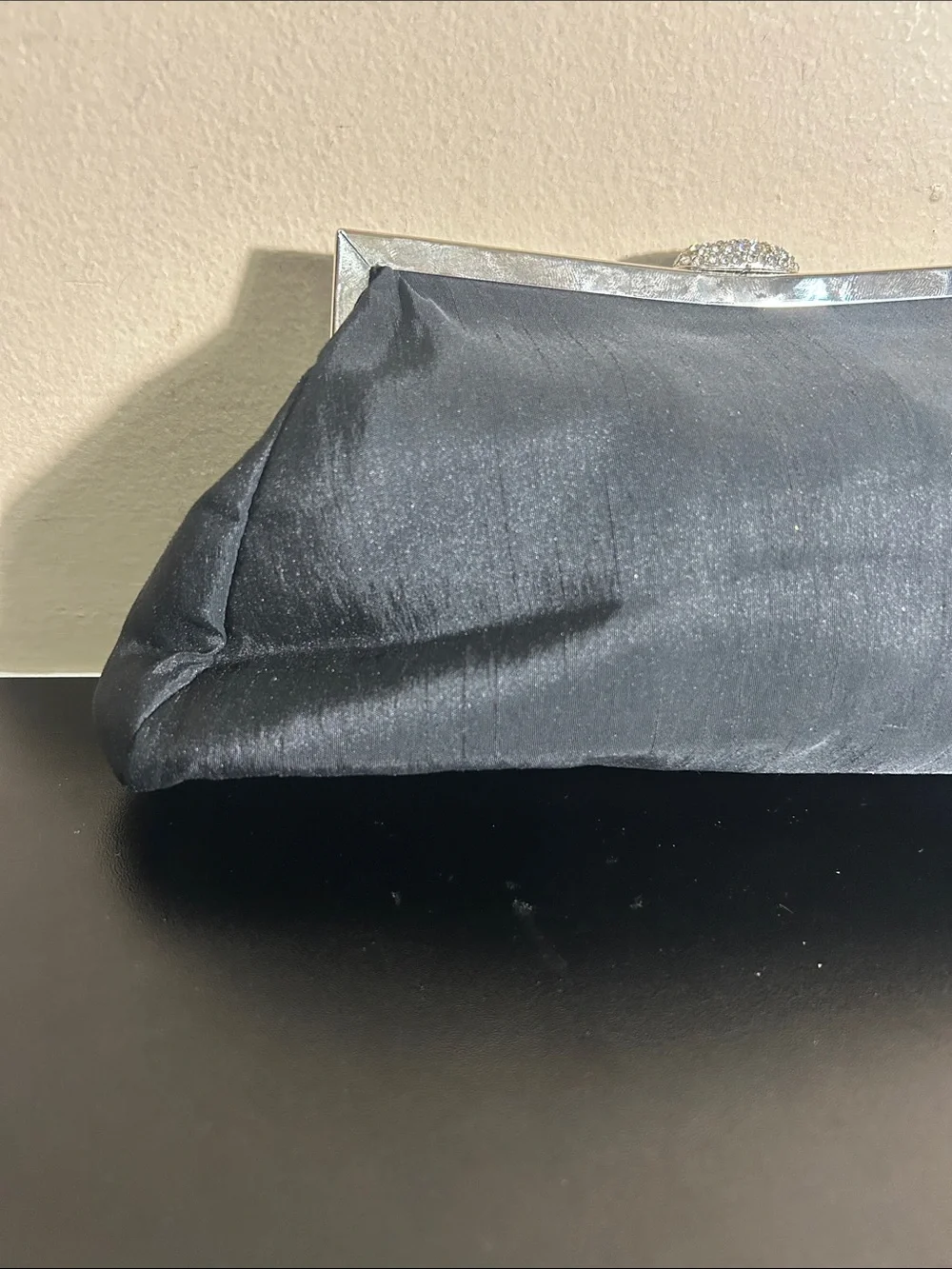 Lancôme Classic Black Satin Evening Clutch Vintage